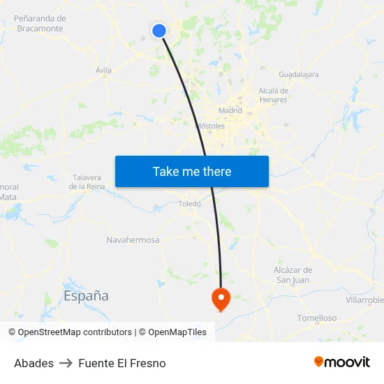 Abades to Fuente El Fresno map