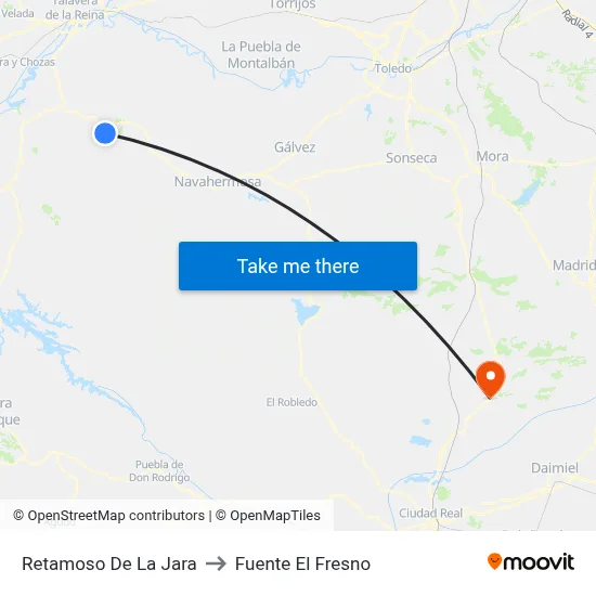 Retamoso De La Jara to Fuente El Fresno map