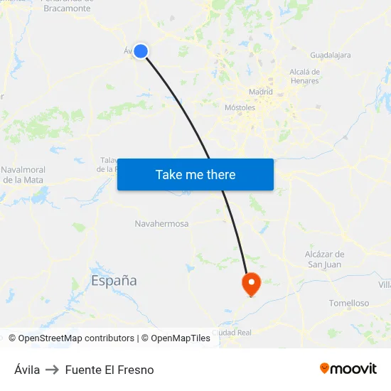Ávila to Fuente El Fresno map
