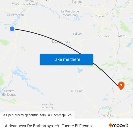 Aldeanueva De Barbarroya to Fuente El Fresno map