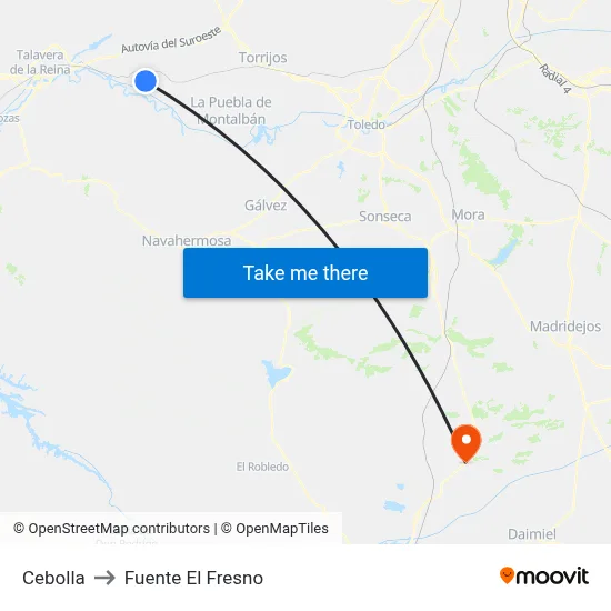 Cebolla to Fuente El Fresno map