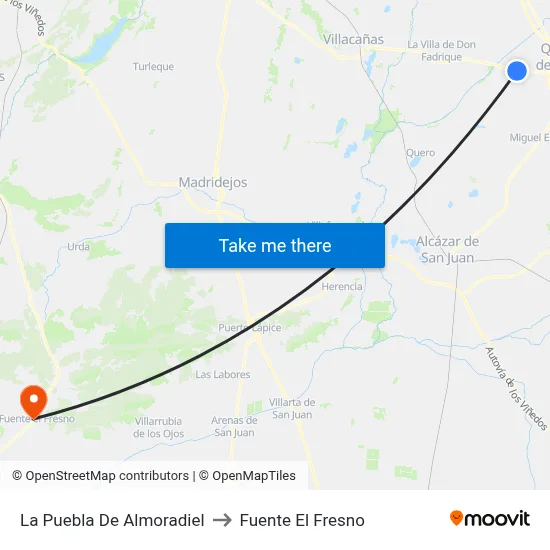 La Puebla De Almoradiel to Fuente El Fresno map