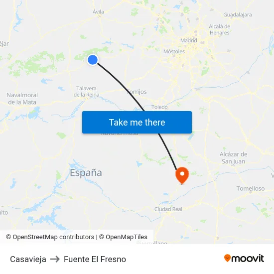 Casavieja to Fuente El Fresno map
