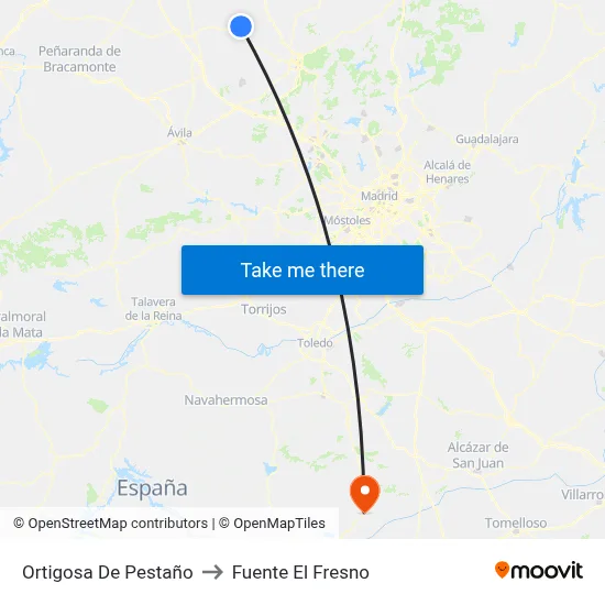 Ortigosa De Pestaño to Fuente El Fresno map