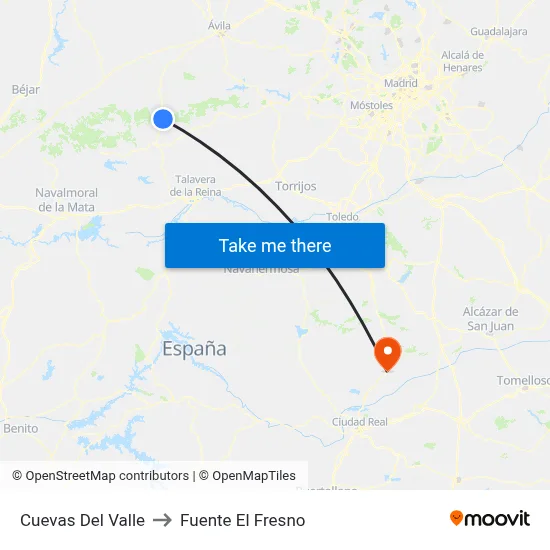 Cuevas Del Valle to Fuente El Fresno map