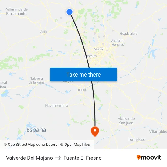 Valverde Del Majano to Fuente El Fresno map