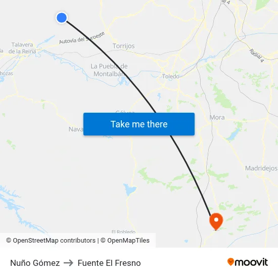 Nuño Gómez to Fuente El Fresno map