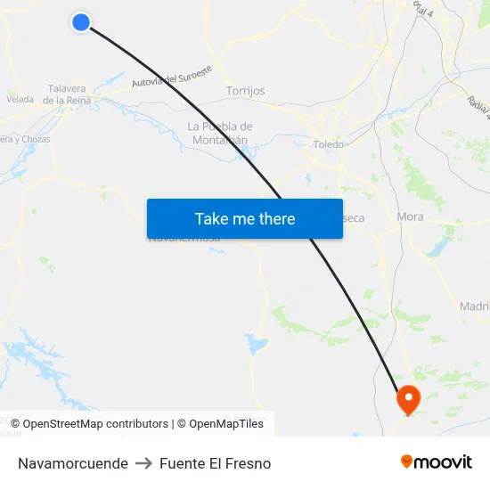 Navamorcuende to Fuente El Fresno map