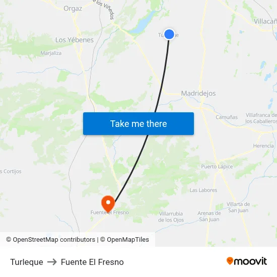 Turleque to Fuente El Fresno map