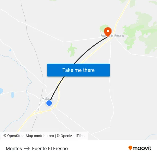 Montes to Fuente El Fresno map