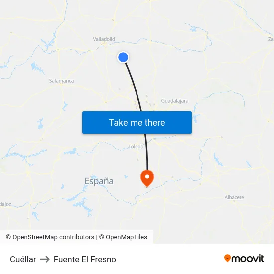 Cuéllar to Fuente El Fresno map