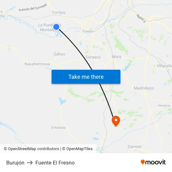 Burujón to Fuente El Fresno map