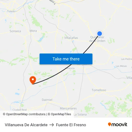 Villanueva De Alcardete to Fuente El Fresno map