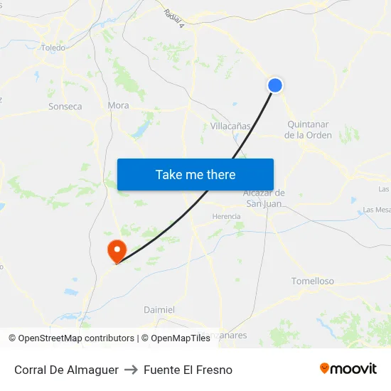 Corral De Almaguer to Fuente El Fresno map