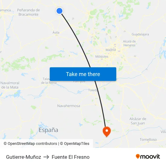 Gutierre-Muñoz to Fuente El Fresno map