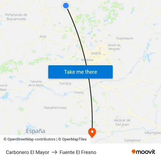 Carbonero El Mayor to Fuente El Fresno map