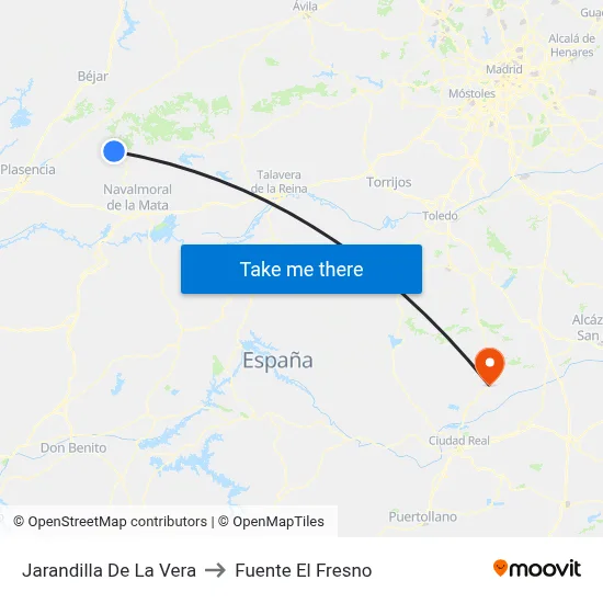 Jarandilla De La Vera to Fuente El Fresno map