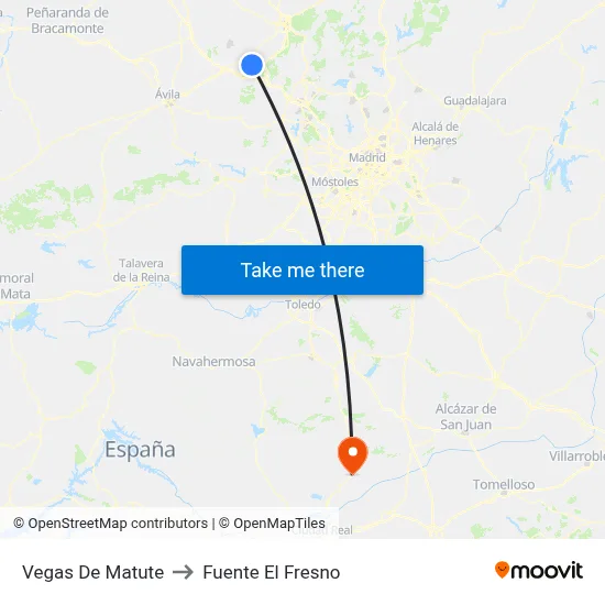 Vegas De Matute to Fuente El Fresno map