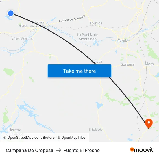 Campana De Oropesa to Fuente El Fresno map