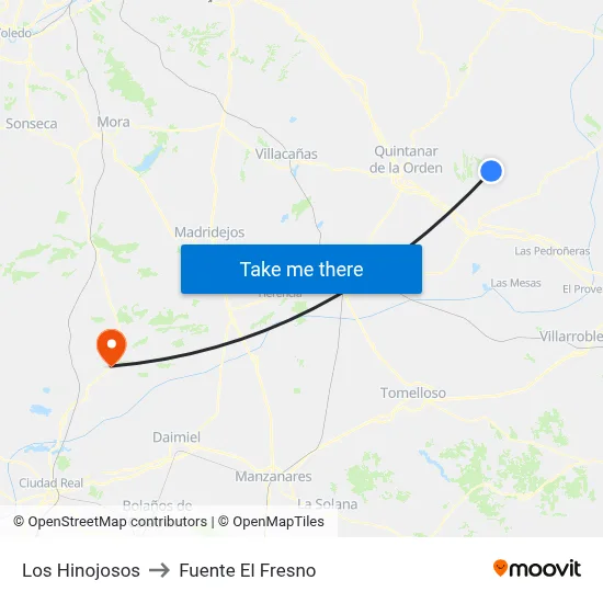 Los Hinojosos to Fuente El Fresno map
