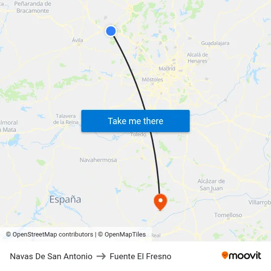 Navas De San Antonio to Fuente El Fresno map