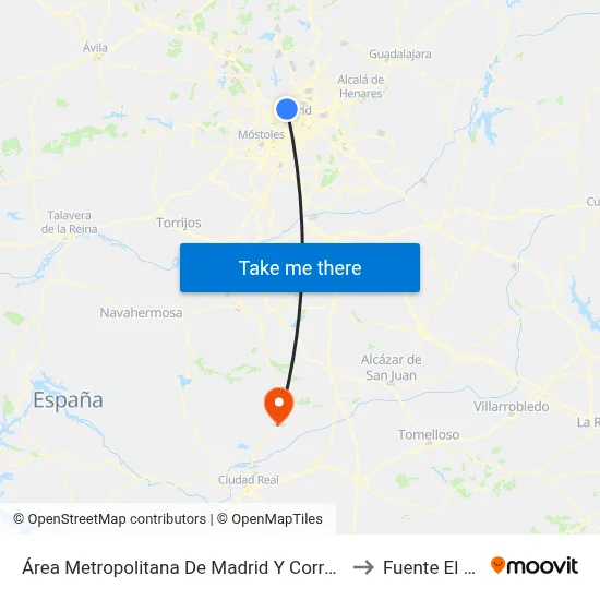 Área Metropolitana De Madrid Y Corredor Del Henares to Fuente El Fresno map