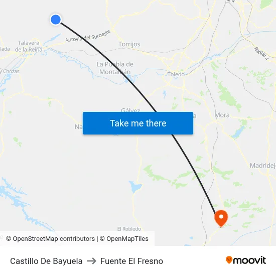 Castillo De Bayuela to Fuente El Fresno map