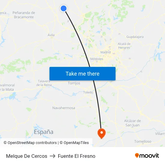 Melque De Cercos to Fuente El Fresno map