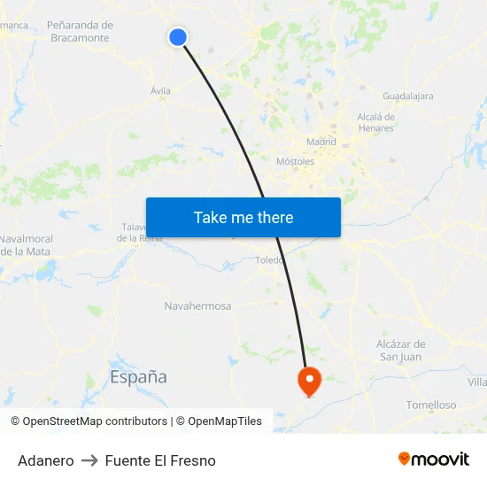 Adanero to Fuente El Fresno map