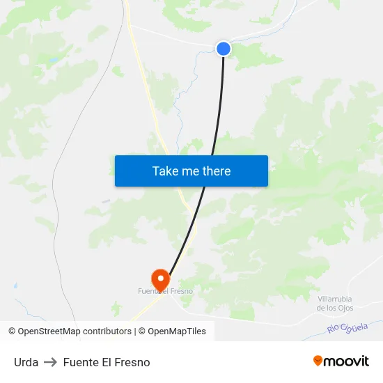 Urda to Fuente El Fresno map