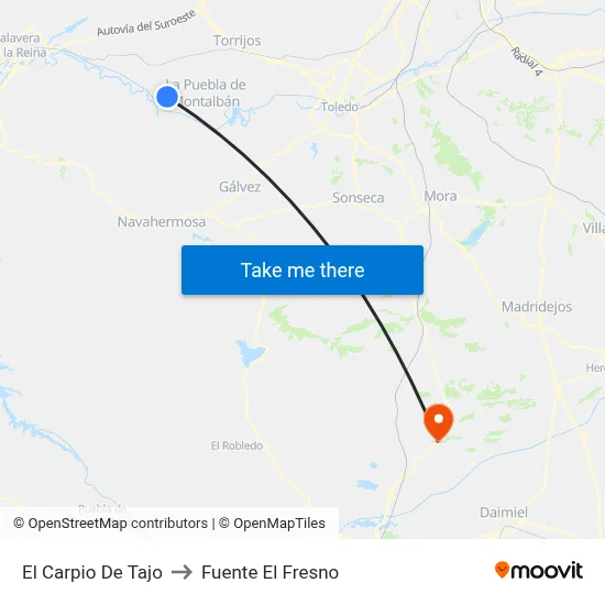 El Carpio De Tajo to Fuente El Fresno map