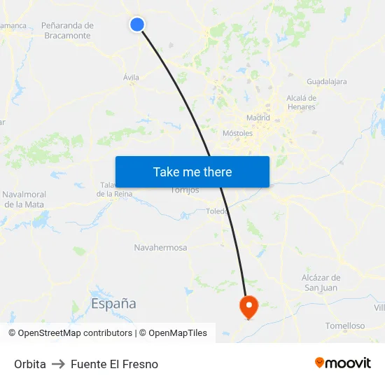 Orbita to Fuente El Fresno map