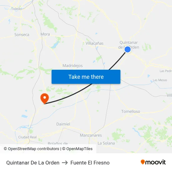 Quintanar De La Orden to Fuente El Fresno map