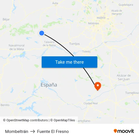 Mombeltrán to Fuente El Fresno map