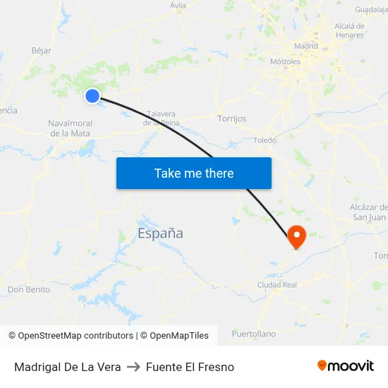 Madrigal De La Vera to Fuente El Fresno map