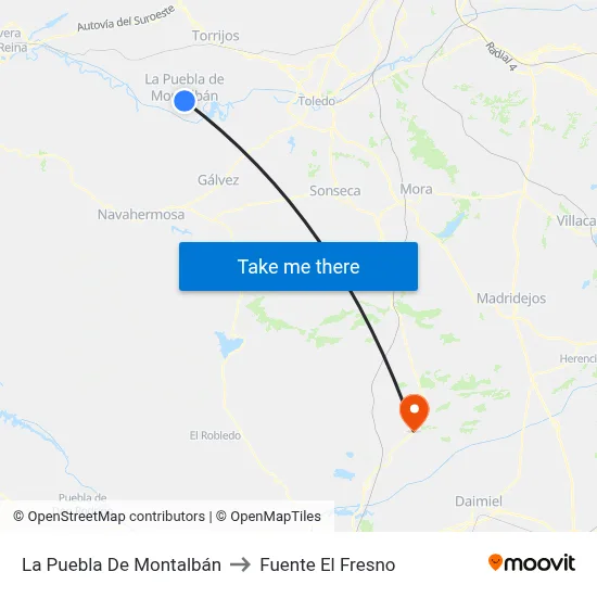 La Puebla De Montalbán to Fuente El Fresno map