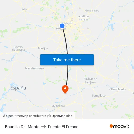 Boadilla Del Monte to Fuente El Fresno map
