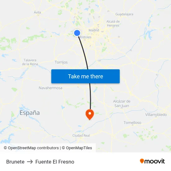 Brunete to Fuente El Fresno map