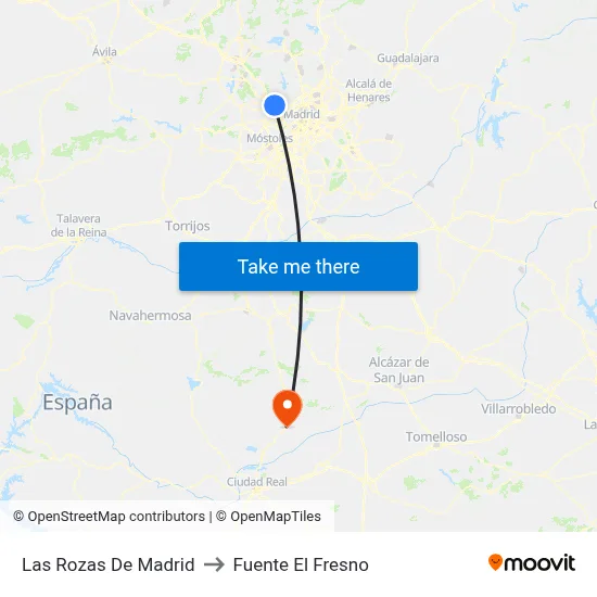 Las Rozas De Madrid to Fuente El Fresno map