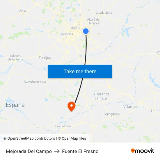 Mejorada Del Campo to Fuente El Fresno map
