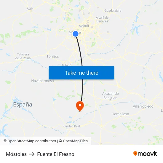 Móstoles to Fuente El Fresno map