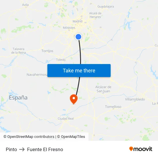 Pinto to Fuente El Fresno map