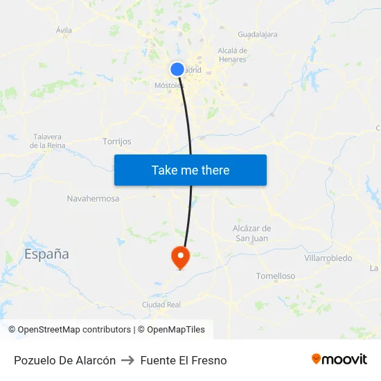 Pozuelo De Alarcón to Fuente El Fresno map