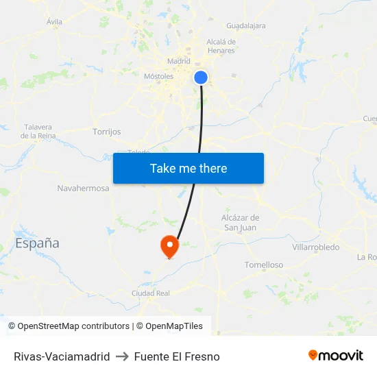 Rivas-Vaciamadrid to Fuente El Fresno map