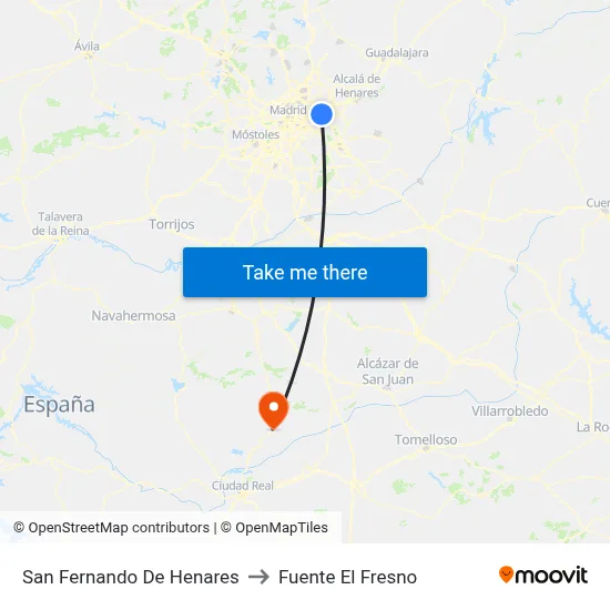 San Fernando De Henares to Fuente El Fresno map