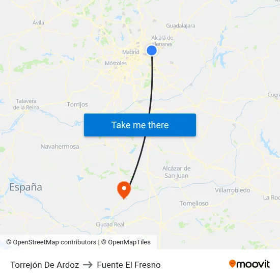 Torrejón De Ardoz to Fuente El Fresno map