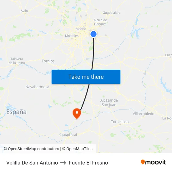 Velilla De San Antonio to Fuente El Fresno map