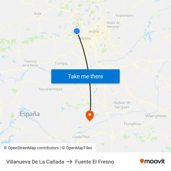 Villanueva De La Cañada to Fuente El Fresno map