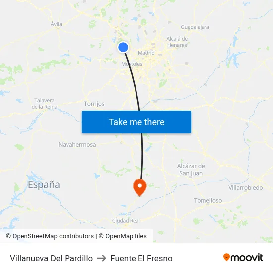 Villanueva Del Pardillo to Fuente El Fresno map