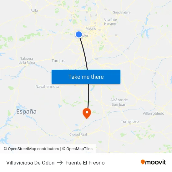 Villaviciosa De Odón to Fuente El Fresno map